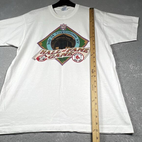 VTG 1989 RED SOX vs CINCINNATI REDS BASEBALL HALL OF FAME GAME SHIRT MEN’s LARGE - Picture 7 of 11